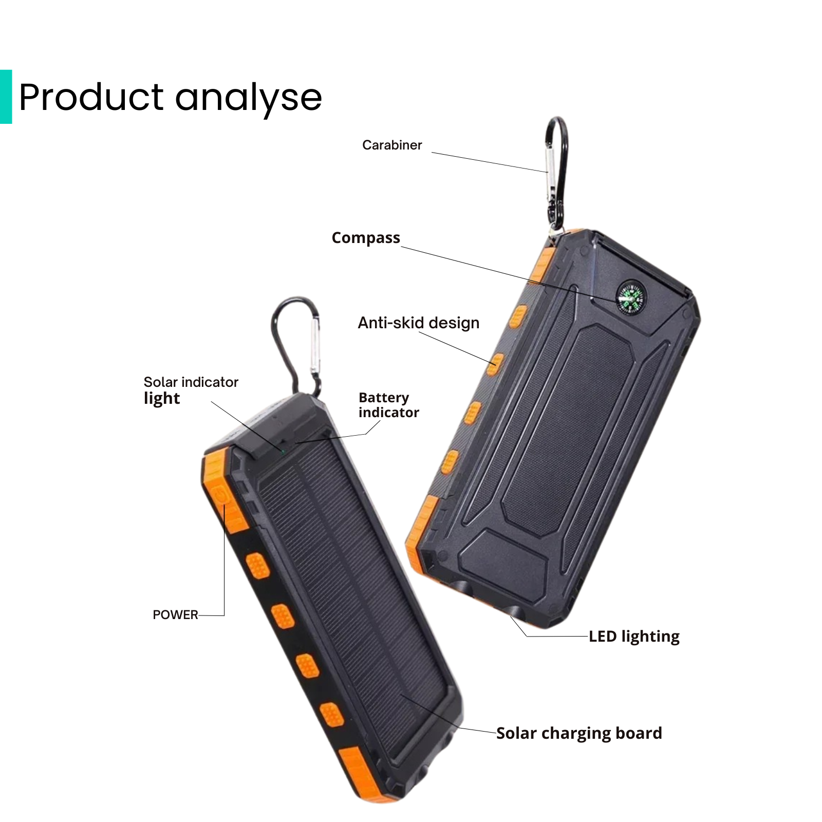 Valu Zonne-energiebank –  Powerbank 200000mAh met Kompas