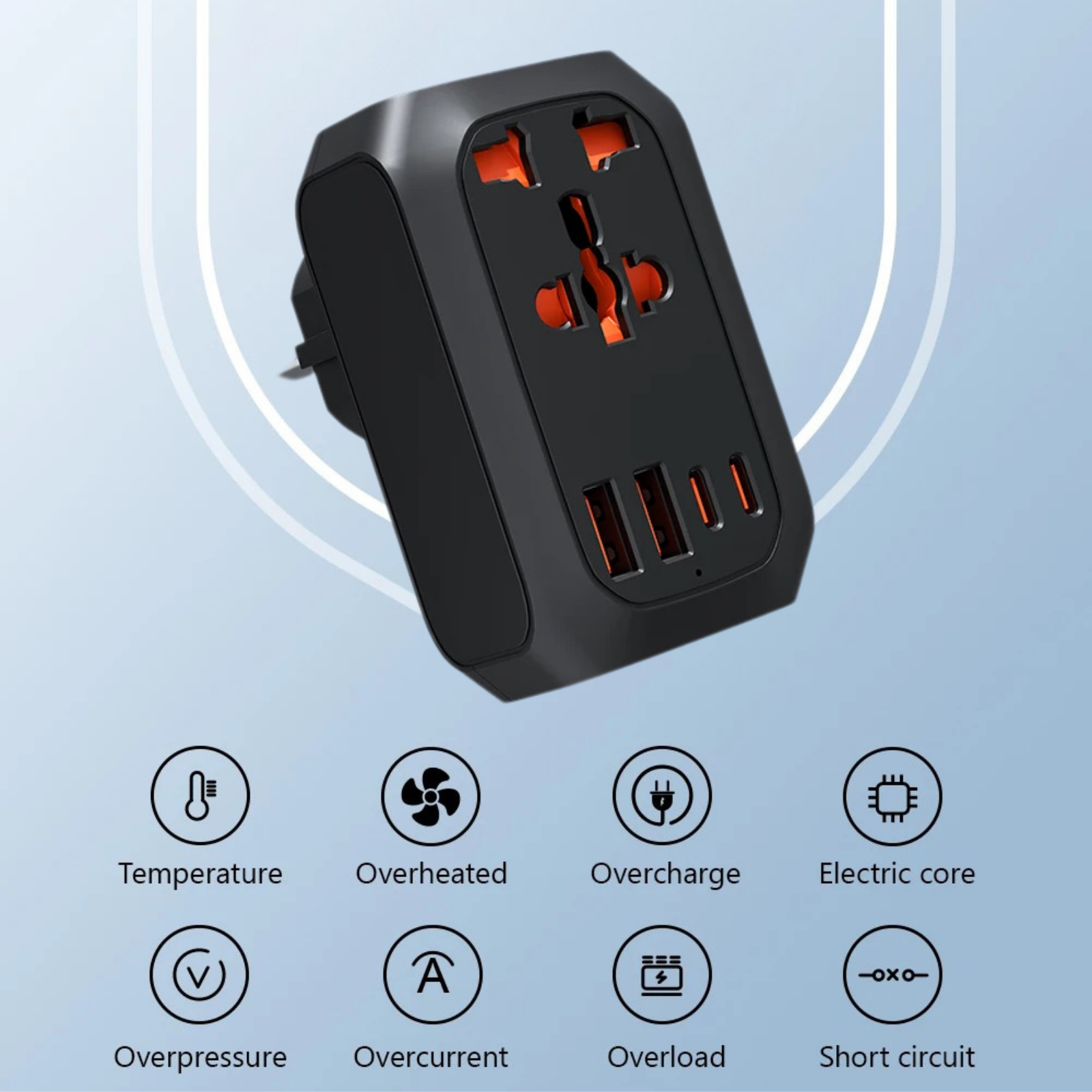 Valu UK to EU Travel Plug: 9-in-1 Socket