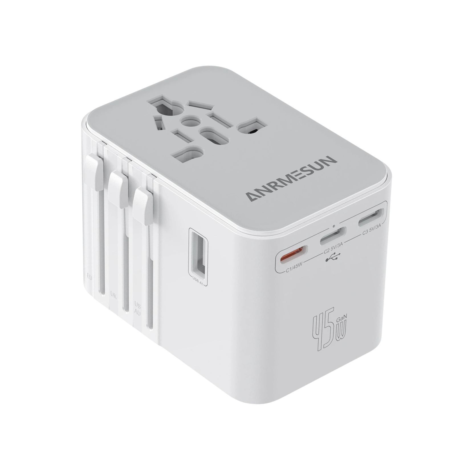 Valu Universal Travel Adapter with 4 AC Outlets, USB & Dual Type-C