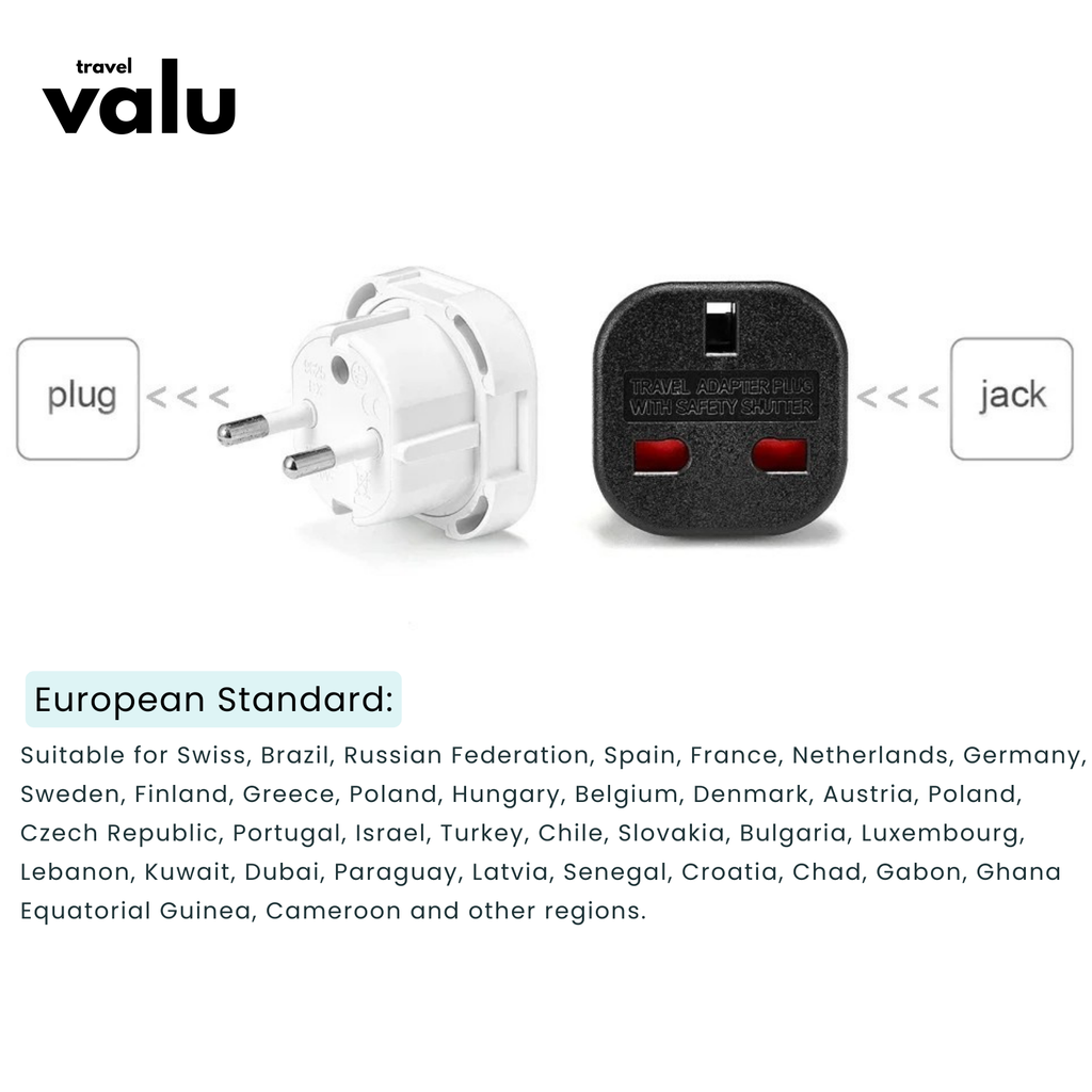 Valu UK to EU Wall Socket Adapter 