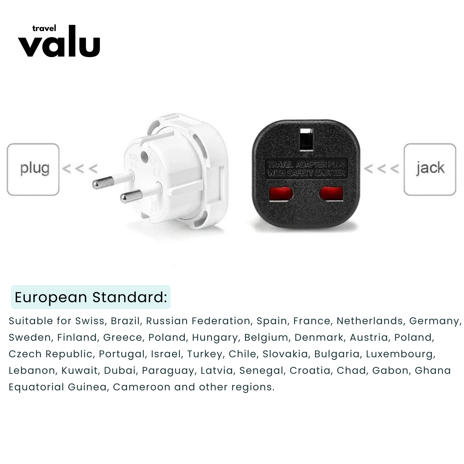 Valu UK to EU Wall Socket Adapter 