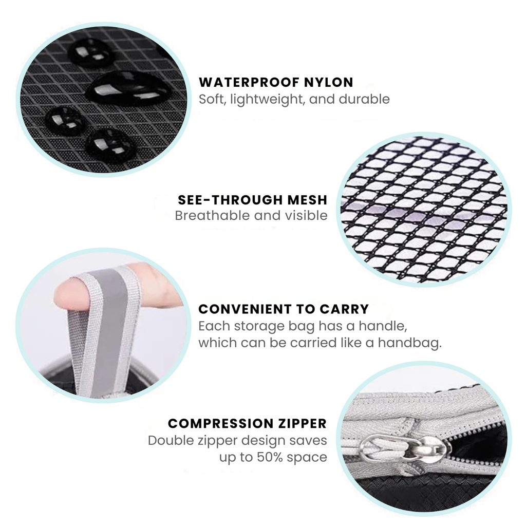 Valu 5-Piece Travel Set - Clothing Compression Cubes 