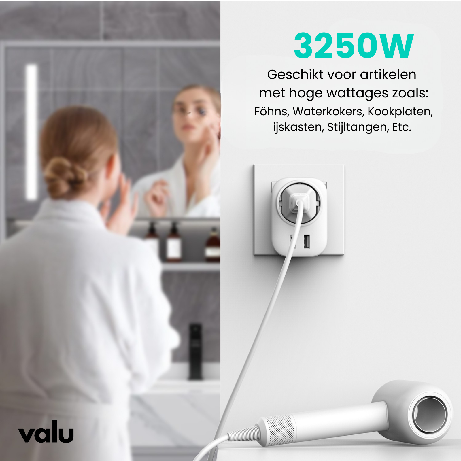 Valu Reisstekker Engeland - Type G - USB-C & USB-A - Wit