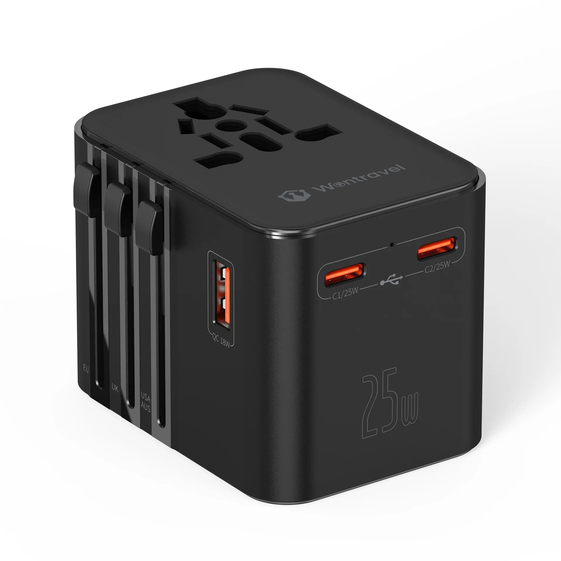 Valu Universal Travel Adapter with 4 AC Outlets, USB & Dual Type-C