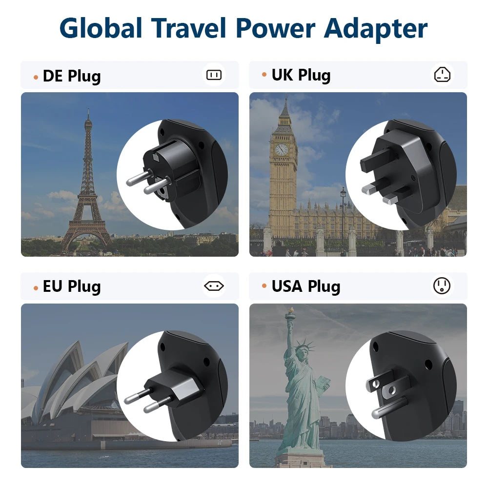 Valu UK to EU Travel Plug: 9-in-1 Socket