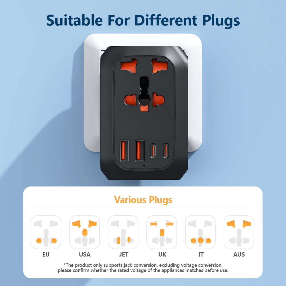 Valu UK to EU Travel Plug: 9-in-1 Socket