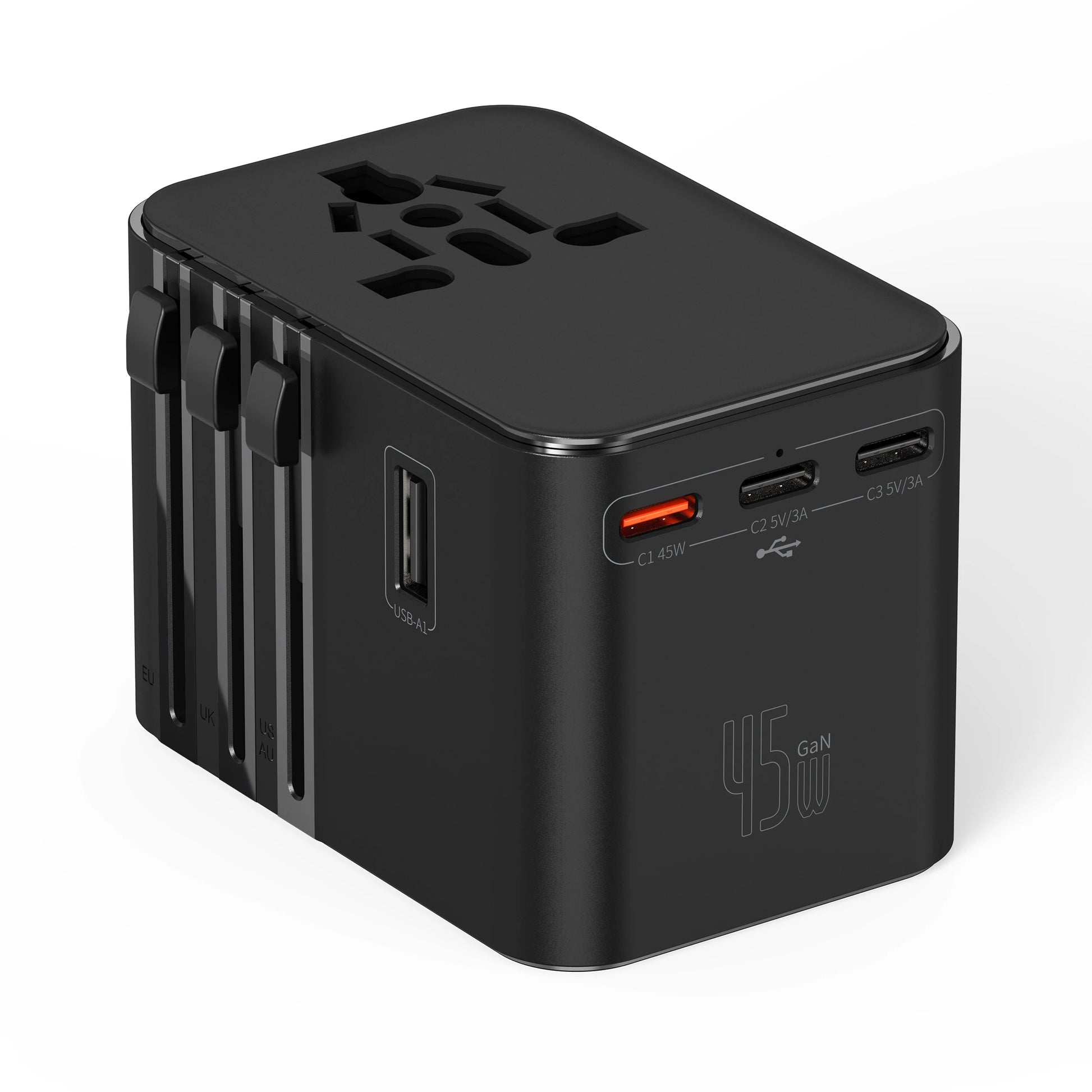 Valu Universal Travel Adapter with 4 AC Outlets, USB & Dual Type-C